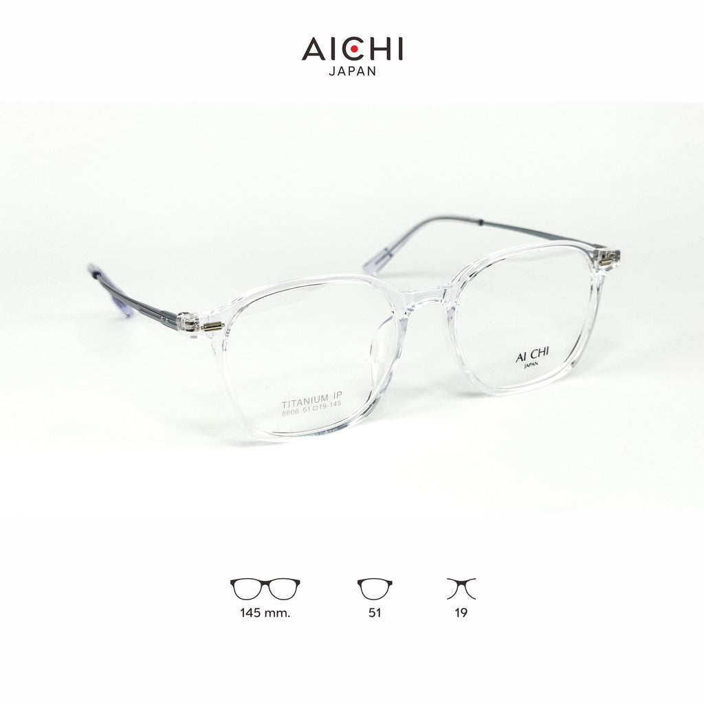 AICHI JAPAN 8606 กรอบแว่นไอจิ แว่นสายตา แว่นกรองแสงออโต้ กรองแสงสีฟ้า สายตาสั้น ยาว แว่นแฟชั่น